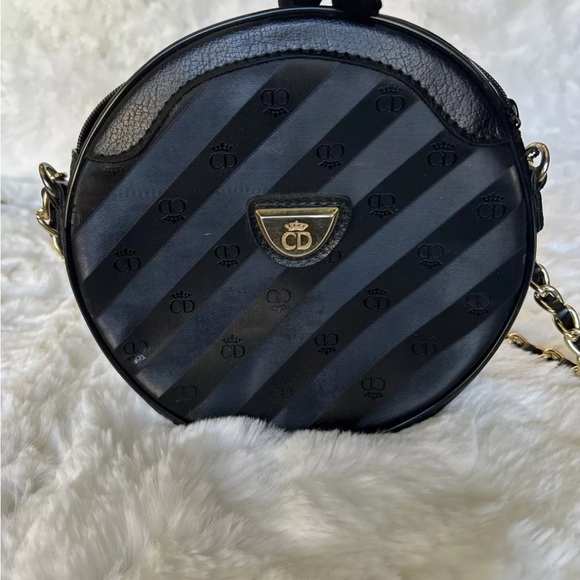 Christian Dior Crossbody Bag Shoulder Bag Black Gold Strap - Picture 2 of 12